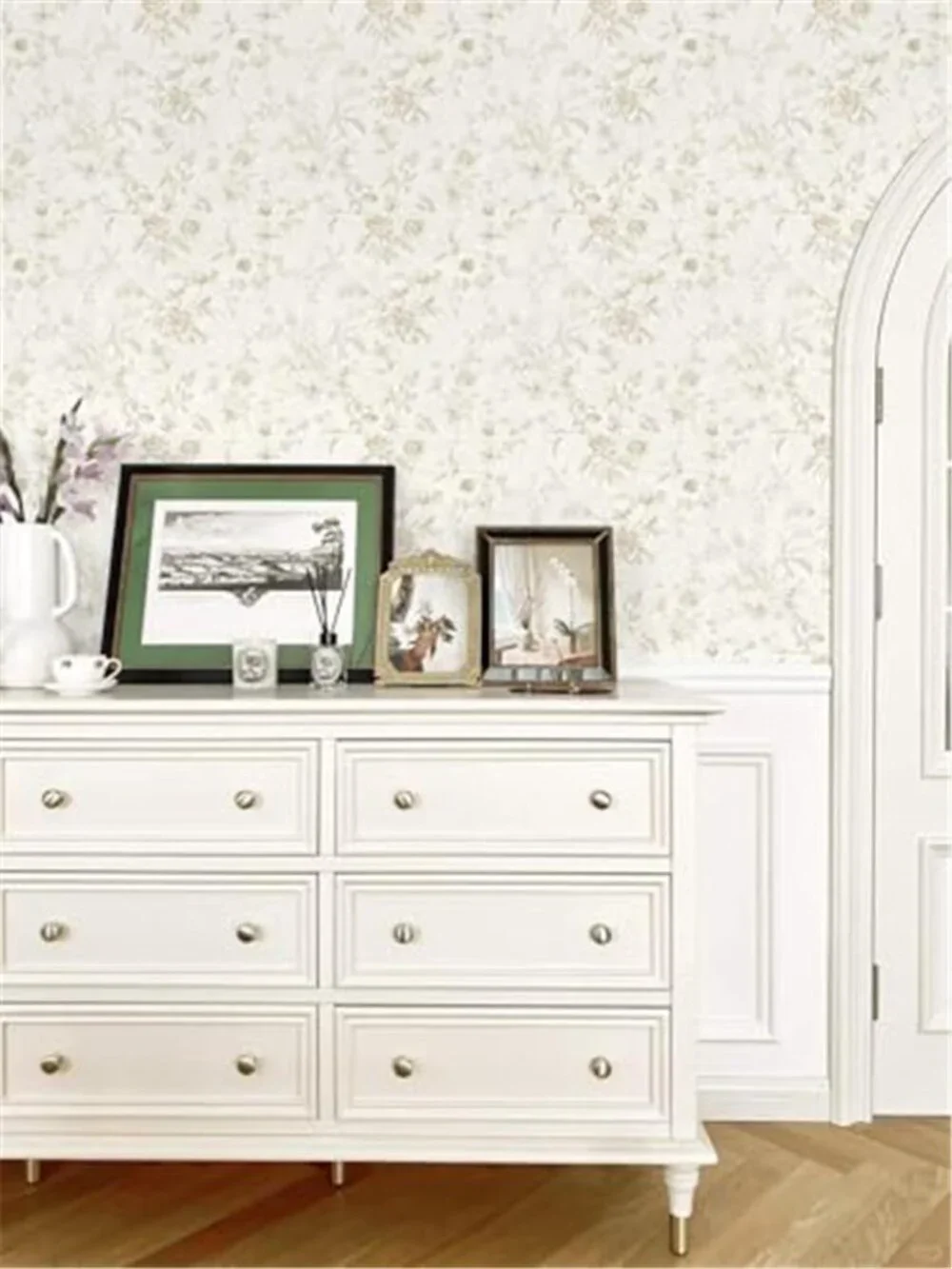 Floral Peel Stick Wallpaper Beige Vintage French Removable Self Adhesive Vinyl